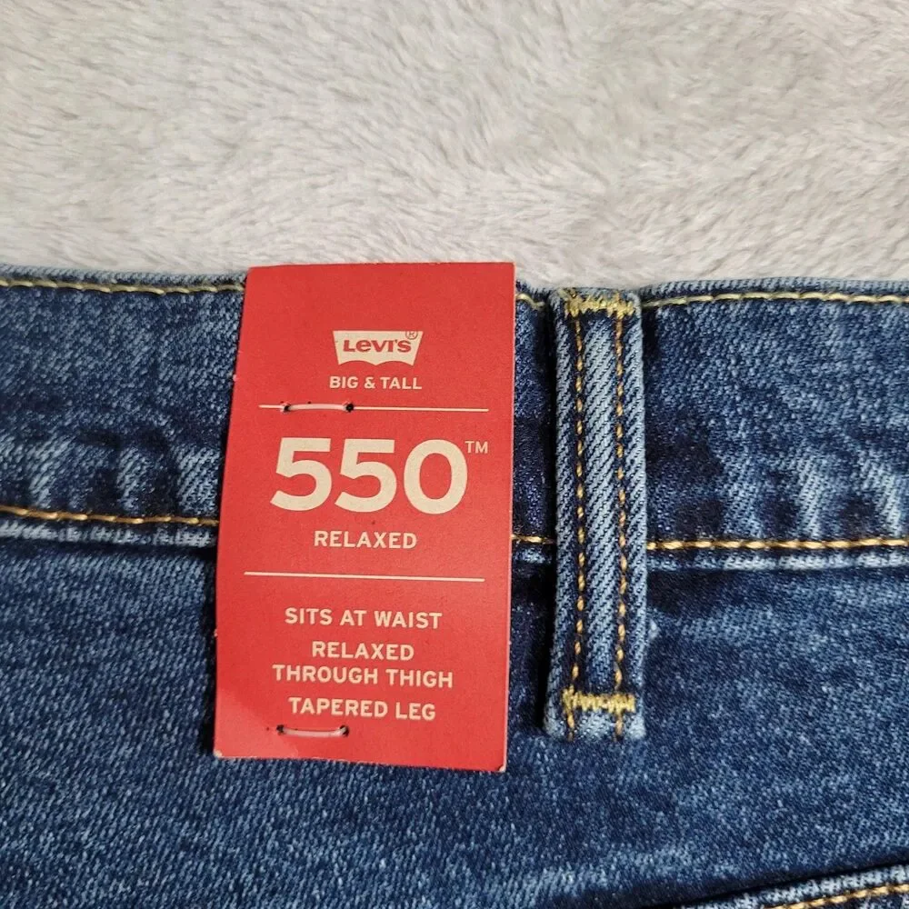 Levi's 550 Jeans Mens 54x30 Blue Med Wash Relaxed Tapered Stretch Denim Big Tall